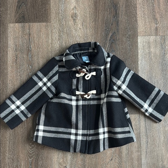 Baby Gap Black and White Plaid Peacoat with zipper.  Girl size 2. - Picture 1 of 6